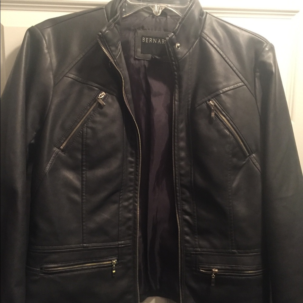 Dark gray leather jacket
